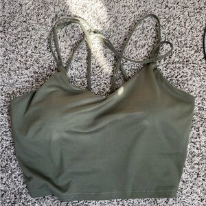 olive green padded crop top/activewear